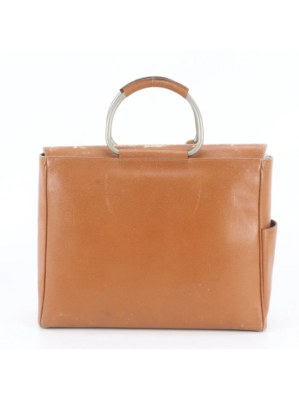 Gucci Vintage Leather Tote Bag Shoulder Business Document Brown